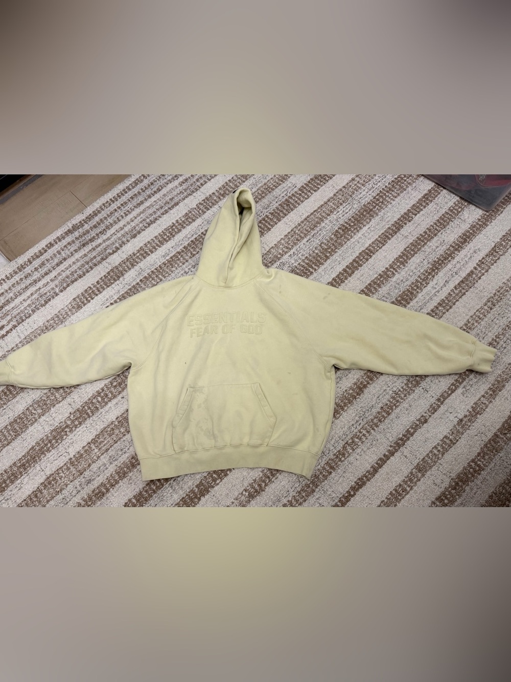 Fear of God Essentials Light Yellow Crewneck Hoodie Size L